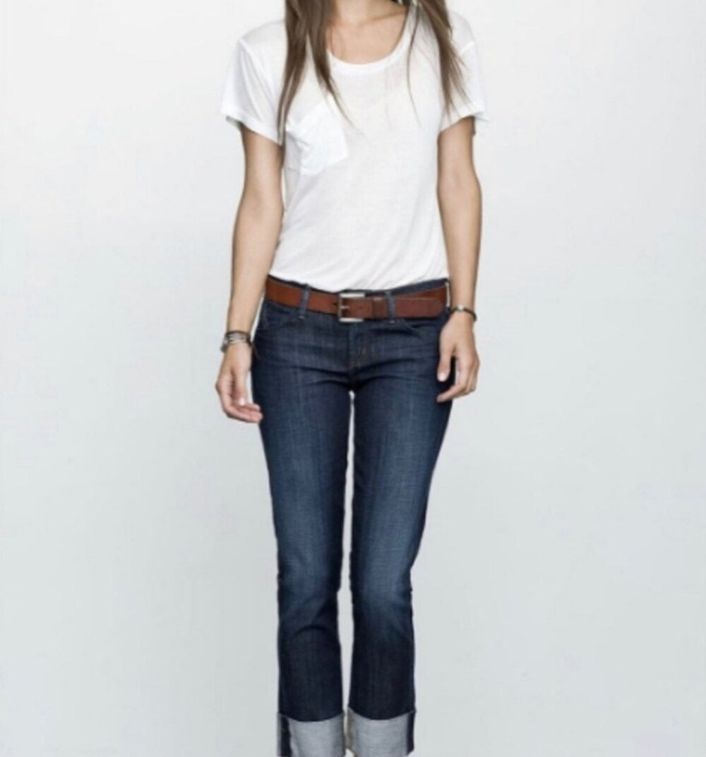 Citizens of Humanity Dani Cropped Straight Leg Cuffed Medium Wash Size 28